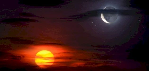 De zon en de maan zien in een droom